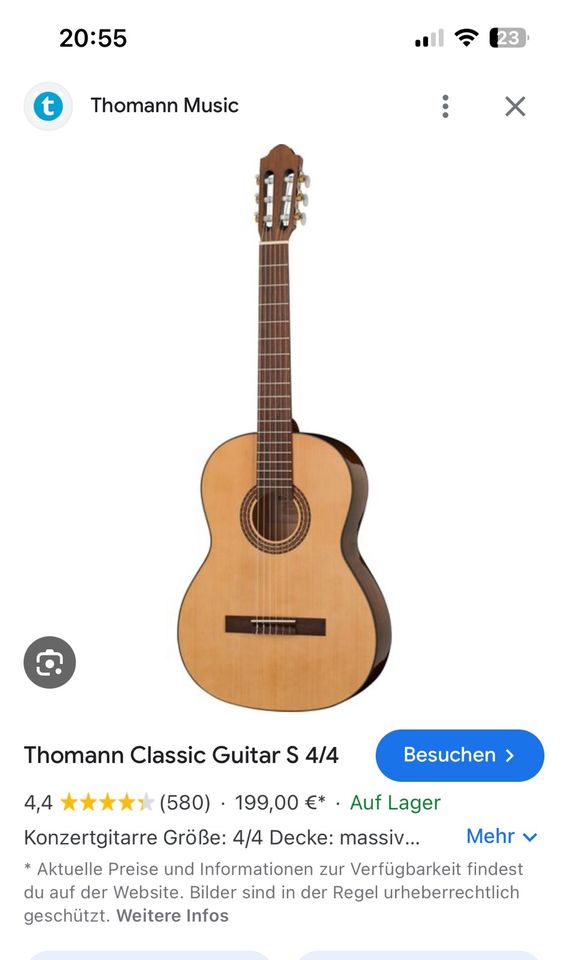Thomann Klassische Gitarre 4/4 mit Tasche - FESTPREIS! NP 199€ in Eltville