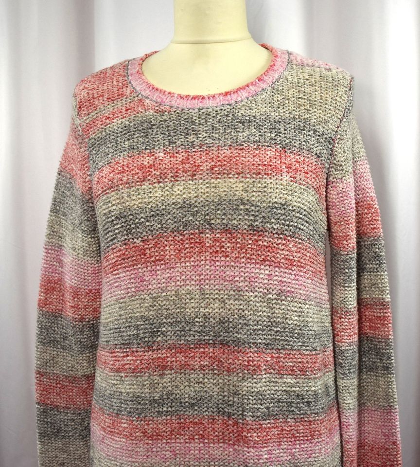 OLSEN Damen Strick Pullover Rundhals Rot Grau Rosa Bunt Gr. 42 in Herleshausen