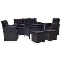 6-tlg. Garten-Lounge-Set mit Kissen Poly Rattan Schwarz Tisch Bayern - Bad Kissingen Vorschau