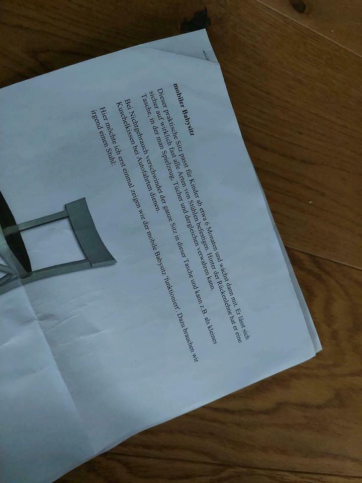 Mobiler Kindersitz wie Sack'N Seat Reisekindersitz Hochstuhl in Königsee
