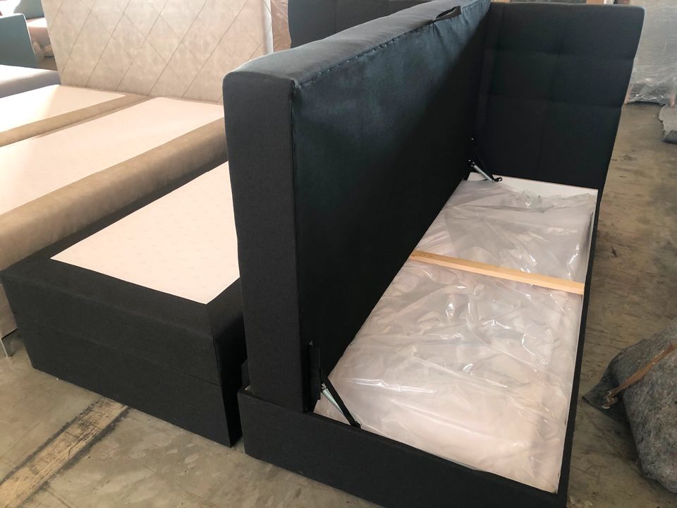 Boxspringbett 180x200 mit Bettkasten in Webstoff "Dunkelgrau" Neu in Bonn