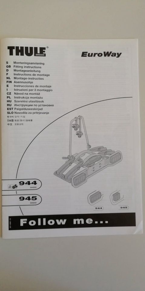 Thule EuroWay 944 945 Bedienungsanleitung mehrsprachig in Hamburg