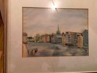 tolles Aquarell 1970 Stadt Trondheim Norwegen,macht ein Gebot Bayern - Raubling Vorschau