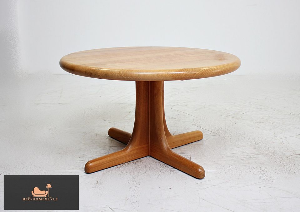 Retro Beistelltisch Vintage Rund Holz Massiv Design 70er MID in Lage