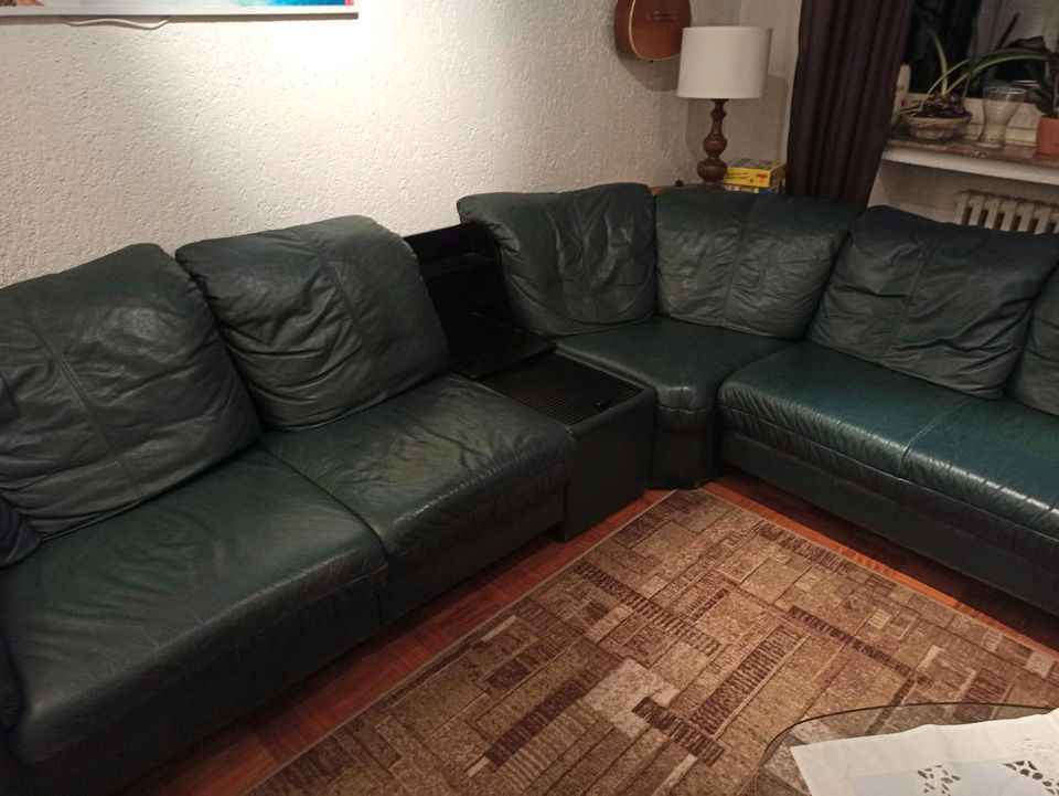 Ledersofa Couch Leder Grün Longlife in Oberhausen