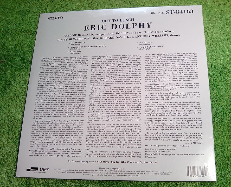 Vinyl Free Jazz LP Eric Dolphy Out To Lunch Blue Note 2021 in Berlin