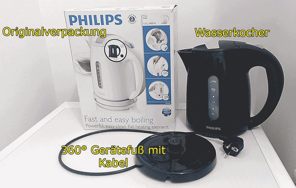 Philips Wasserkocher (1,5 Liter, 2400 Watt, Anti-Kalk), schwarz in Hannover