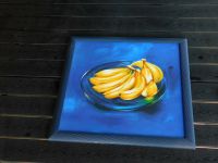 Bild blaue Schale mit gelben Bananen blauer Holzrahmen 56 x 56 cm Nordrhein-Westfalen - Haan Vorschau