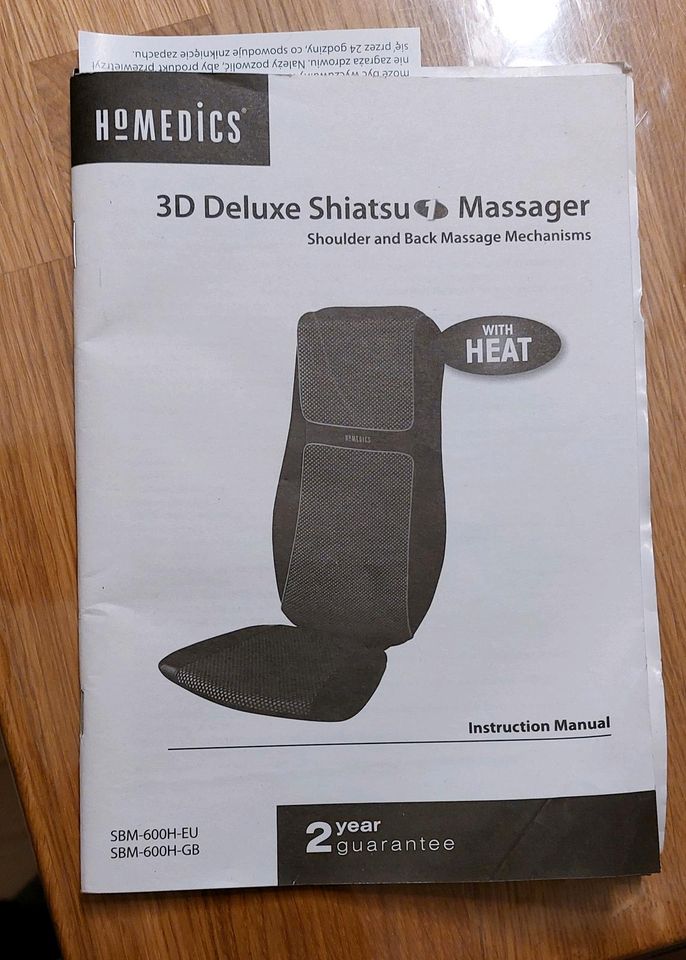 Homedics 3D Shiatsu Massage Auflage mit Schulter Rücken Wärmefunk in Bautzen