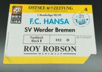 Ticket Hansa Rostock - Werder Bremen Saison 98/99, 1.BL, Ostseest Mecklenburg-Vorpommern - Greifswald Vorschau