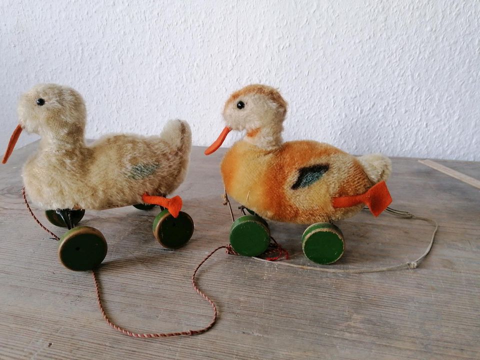 Steiff Enten auf Rädern Mohair antik Nachziehspielzeug in Karlsruhe