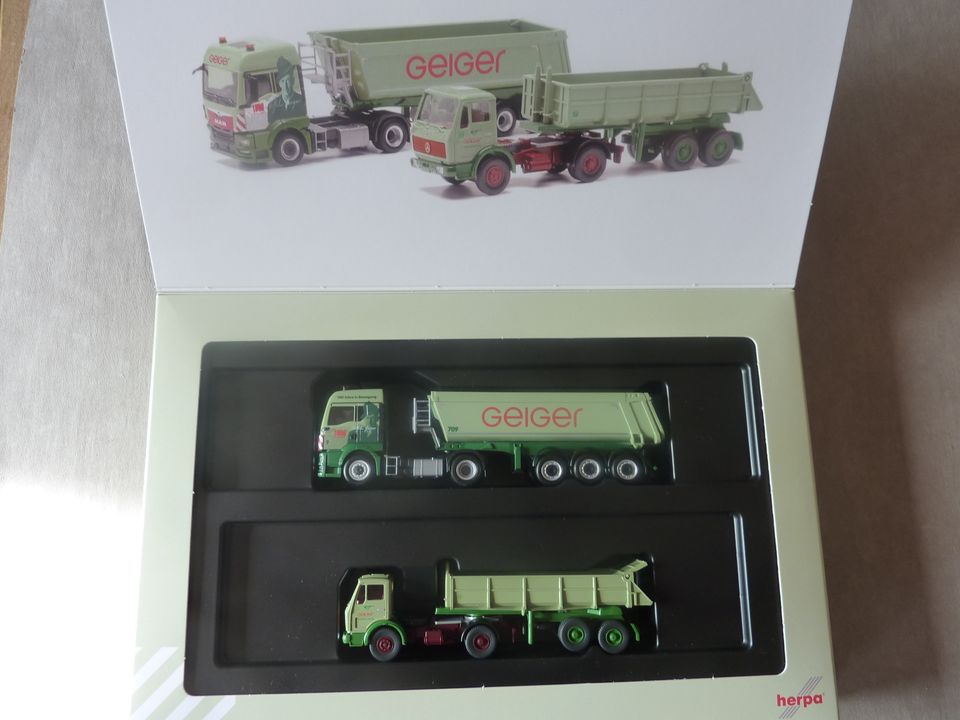 Herpa Wiking Geiger Jubi-Set MAN TGS+MB SK Baukipper 956000 in Bornhöved