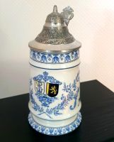 Bierkrug Porzellan blau weiß mit Zinndeckel Rheinland-Pfalz - Neuhofen Vorschau