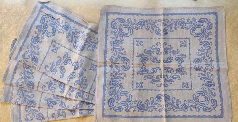 5 x Stoff Serviette blau in Hemmingen