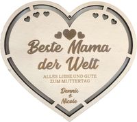 Geschenk zum Muttertag Herz Holz Beste Mama individuell Niedersachsen - Sande Vorschau
