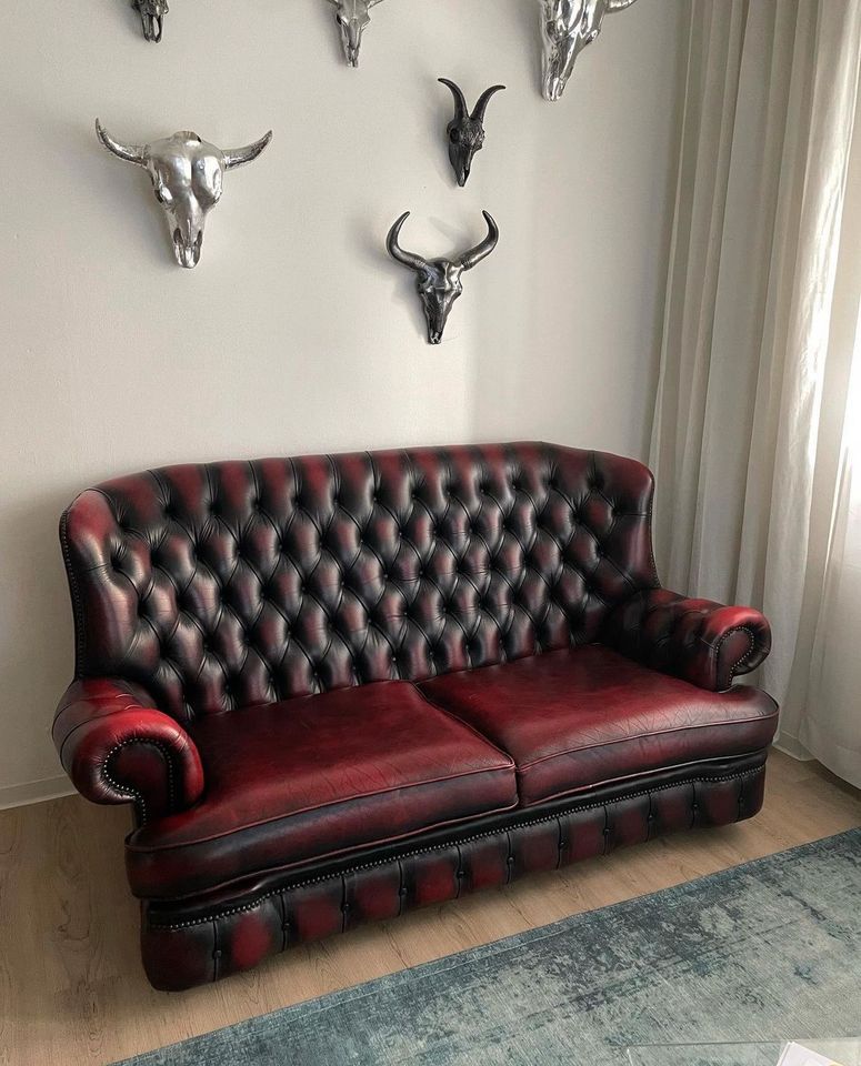 echtleder chesterfield sofa zweisitzer in Frankfurt am Main