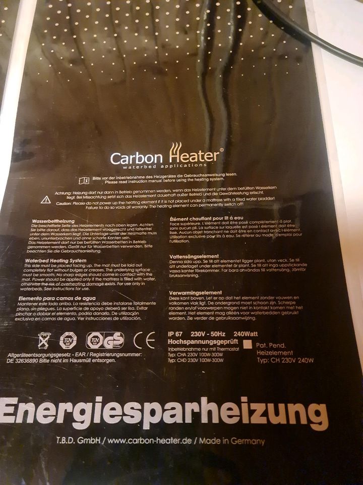 Wasserbettheizung Carbon Heater in Auerbach (Vogtland)