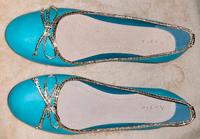 Ballerinas mit Kleinen Keilabsatz Türkis/Gold Gr. 41 Neu Sachsen-Anhalt - Allstedt Vorschau