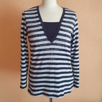 Langarm Shirt v. Olsen, Gr. 38, blau/weiß, Strass, gebraucht KV Hessen - Bad Zwesten Vorschau
