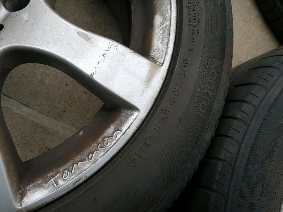 4 Alufelgen Platin 205/55R 16 Zoll Hankook Sommerreifen silber in Worms