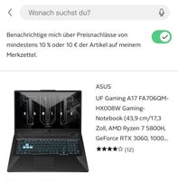 Asus TUF A17 FA7060M Gaming Notebook Wandsbek - Hamburg Bramfeld Vorschau