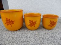 3 x Übertopf Keramiktopf Blumentopf gelb uni m. Blatt 16 13 11 cm Bayern - Nordendorf Vorschau