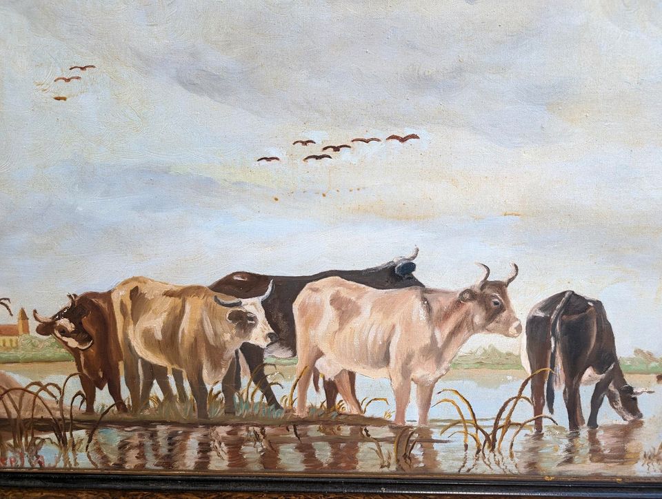 Altes Ölgemälde Ölbild Gemälde Kühe in Leipzig