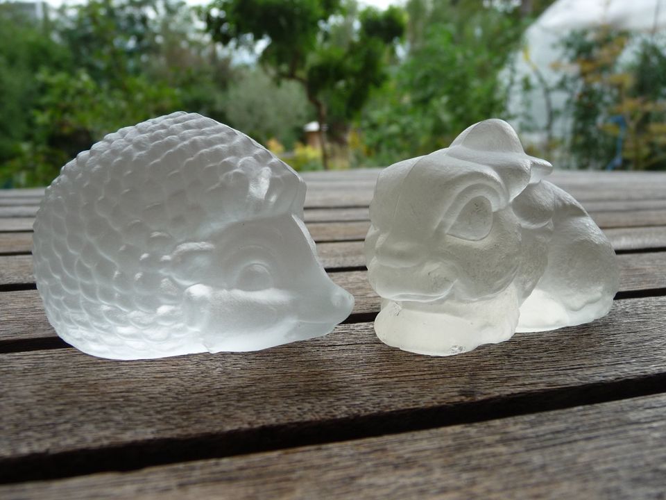 Igel + Hase Glasfigur Glas Figur Skulptur Goebel Deko in Bad Schönborn