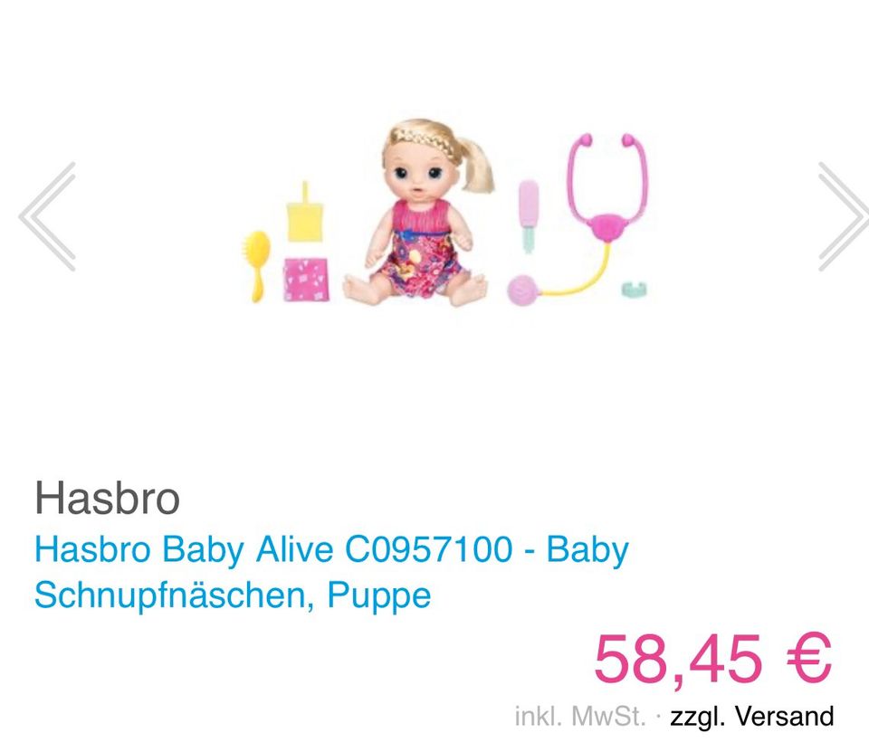 Puppe Baby Alive Baby Schnupfnäschen in Oberhausen