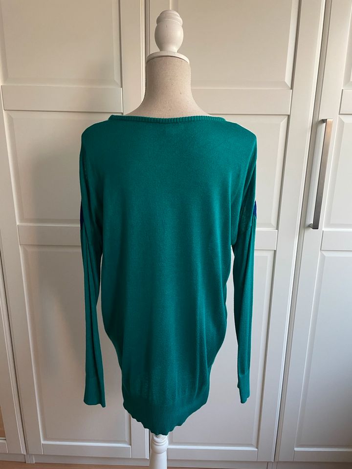 Neuwertig- Long-Pullover/Strickkleid, Esprit, blau/grün/weiß,XS-M in Meerbusch