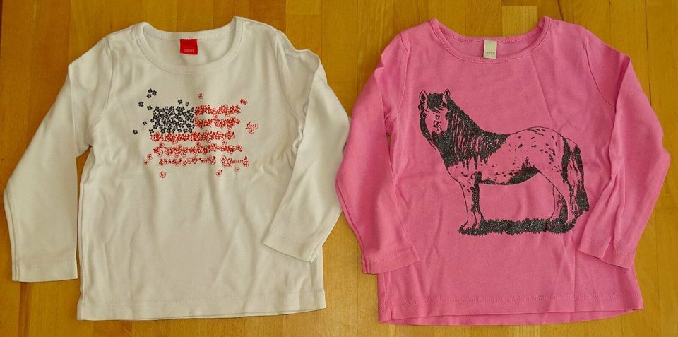 2 x wunterschöne T-Shirts langarm Pferd Pulli Esprit Gr. 92 / 98 in Aßling