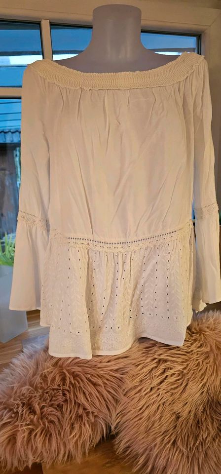 ❤️ Weiße Bluse ♡ Vero Moda ♡ Gr. L ♡ STICKEREI♡ VINTAGE STYLE  ❤ in Wees