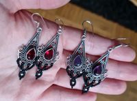 Ohrringe makramee silber boho schwarz gothic Amethyst rot lila Baden-Württemberg - Reutlingen Vorschau