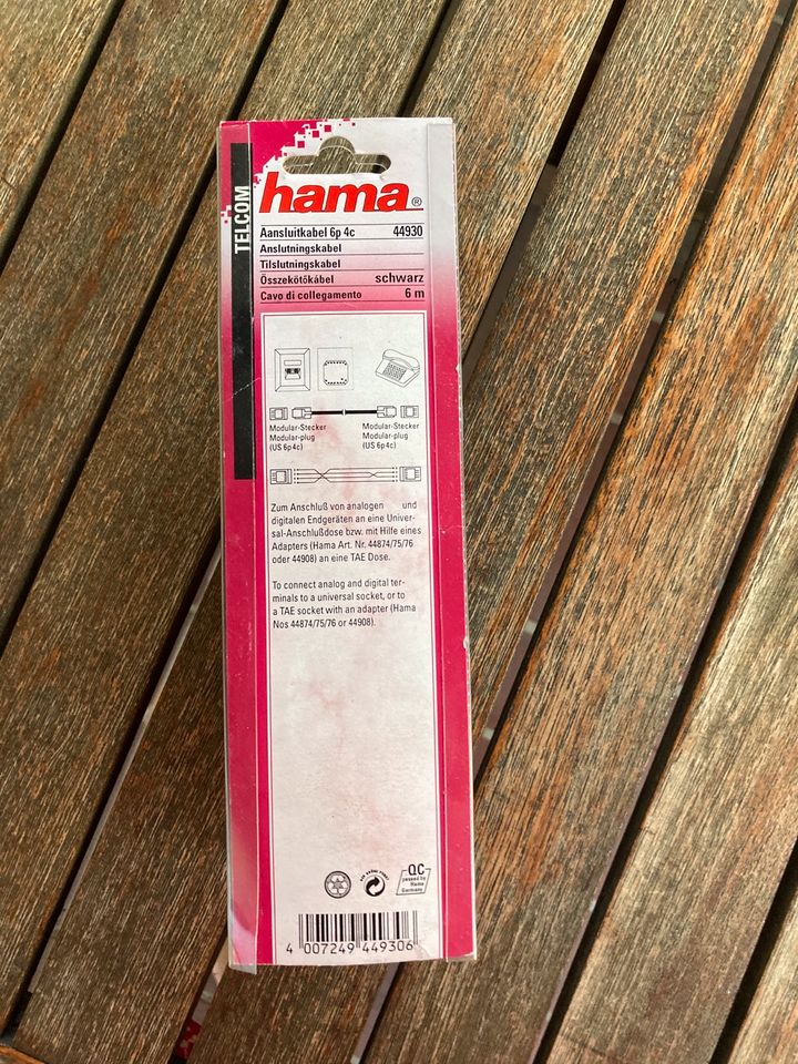 Hama Modular Telephone Cable 6m Black Ref 44930 in Kumhausen