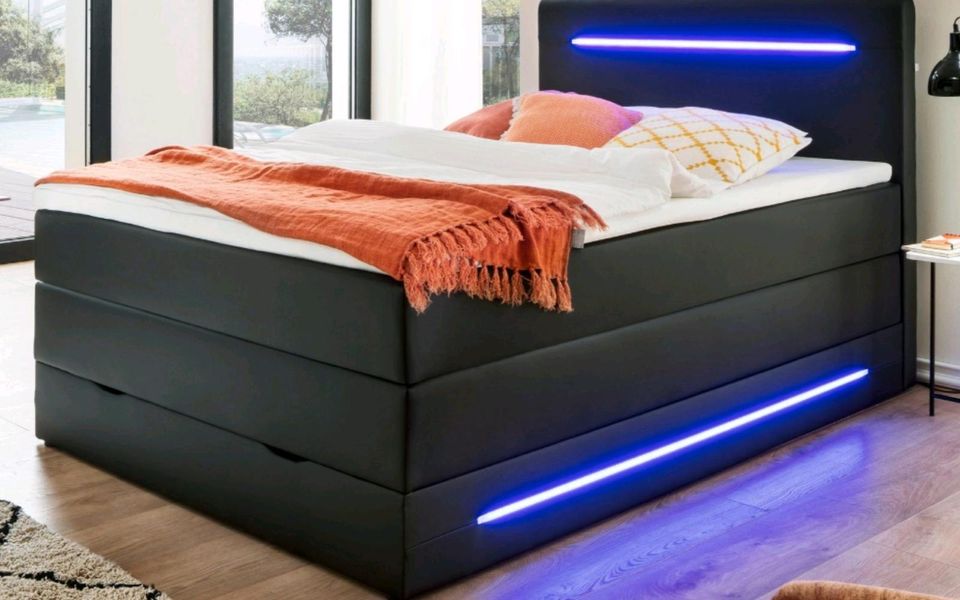 NEUES Boxspringbett 140, LED, Bettkasten, Topper statt 1730,-für in Ducherow