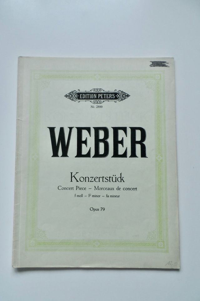 Notenheft: Weber Konzertstück Opus 79 Edition Peters Nr. 2899 in Ditzingen