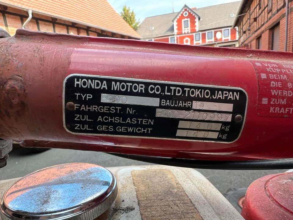 Einachser Honda F400 - Defekt - mit Zubehör in Beierstedt