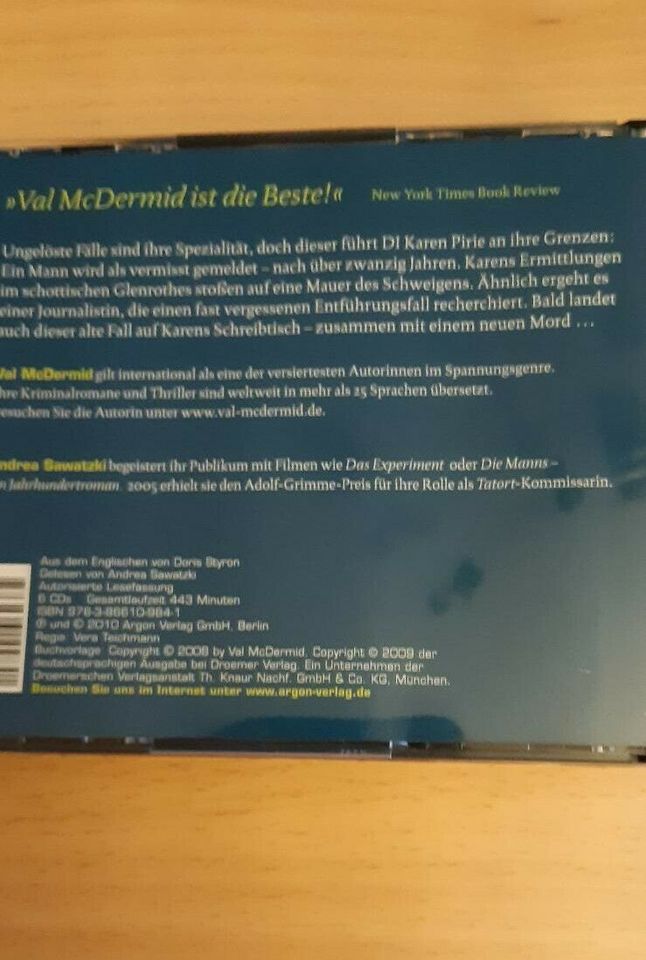 Hörbuch 5 CD's Val mcDermid - Nacht unter Tag in Stapelfeld