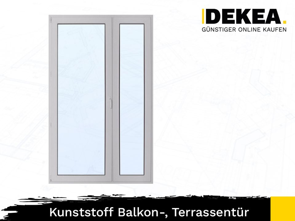 Balkontür 1300 x 2100 PVC Terrassentür Kunststoff Tür nach Maß Fenster bis zum boden Bodentiefe Fenster optional mit Sprossen Kunststofffenster aus Polen Doppelflügeltür Zweifachverglasung in Dresden