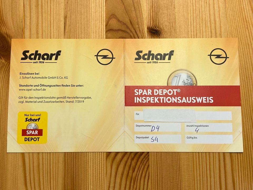 Günstig ! OPEL Scharf Spar-Depot - Arbeitslohn für 2 Inspektionen in Nürnberg (Mittelfr)