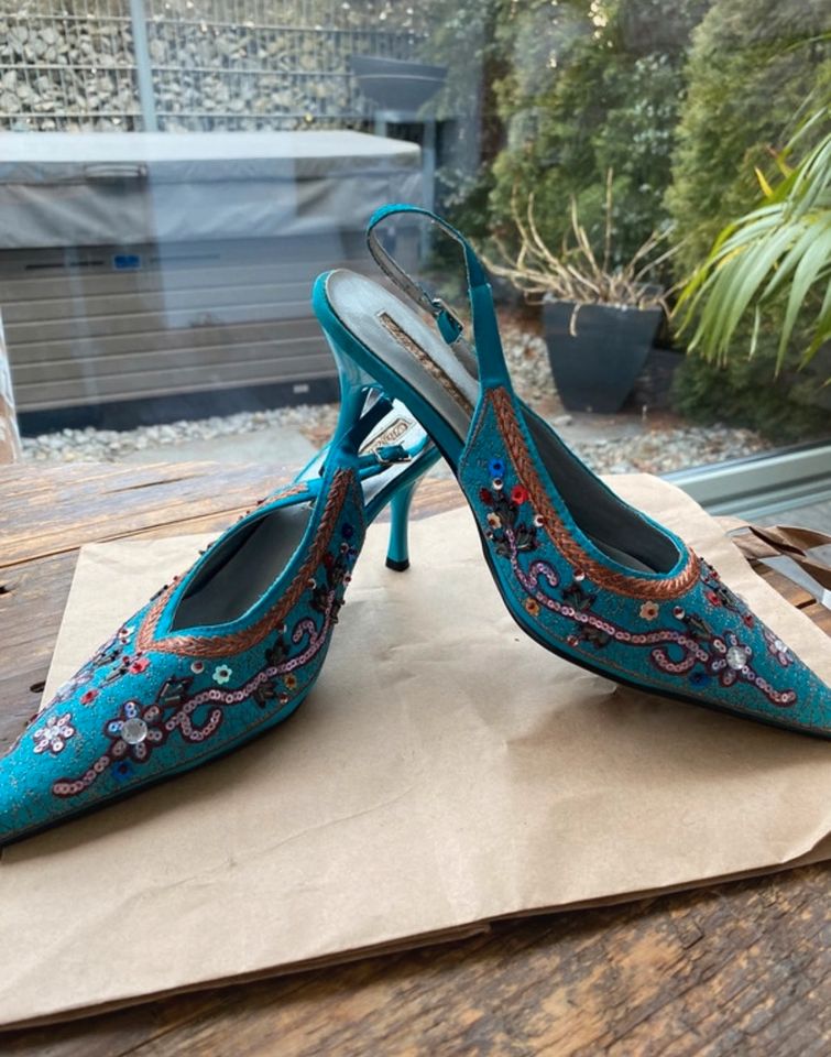 Buffallo Pumps Strass Pailletten türkis Gr. 38 neu in Brunnthal