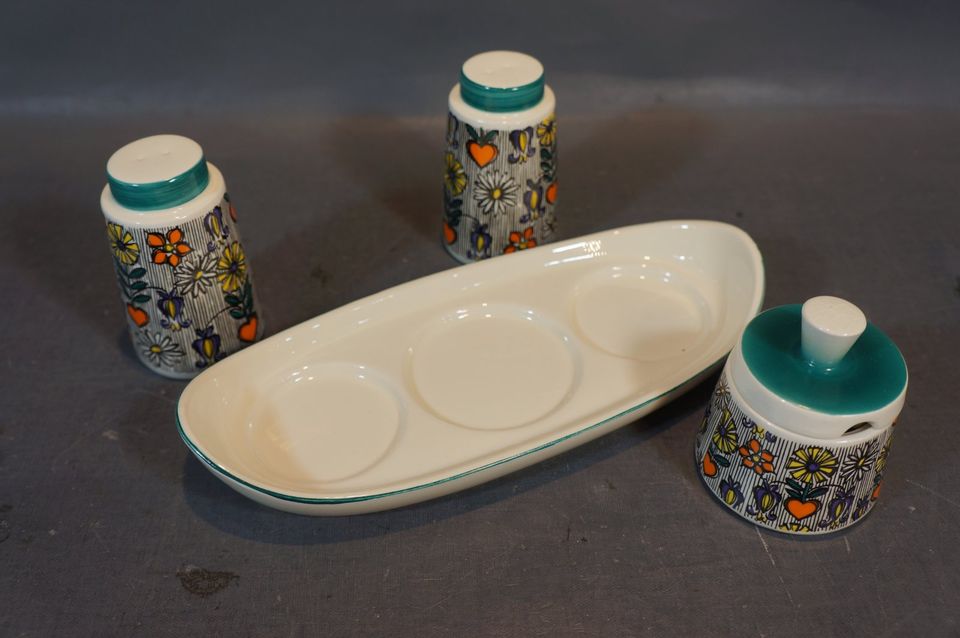 Vintage Goebel Keramik Menage Pfeffer & Salz + Senf Set ~1960er in Düsseldorf