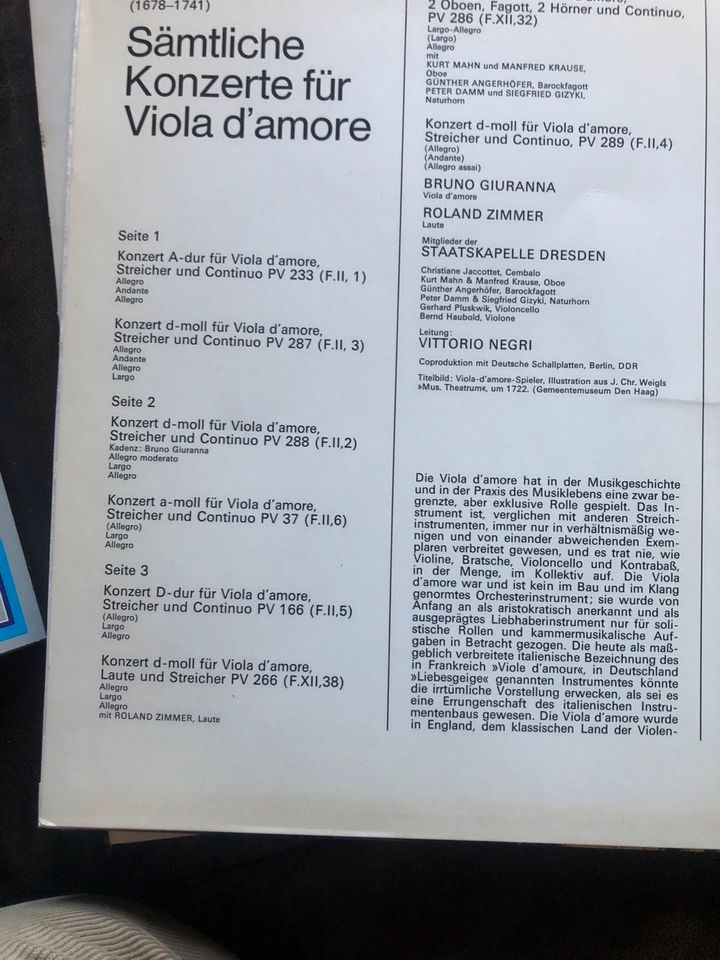 5 LP Vivaldi Viola d‘amore in Stahnsdorf