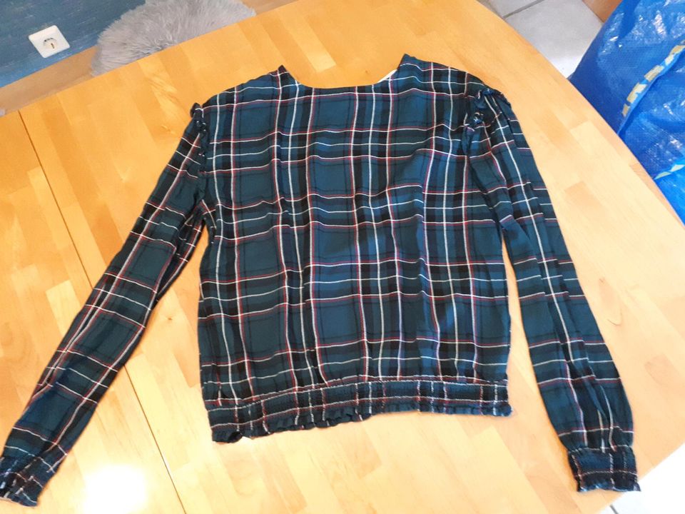 Shirt Bluse Blusenshirt Langarm H&M türkus karriert Größe 176 in Datteln