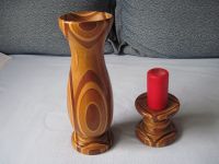Holz-Vase u. Kerzenständer  gedrechselt Bayern - Augsburg Vorschau