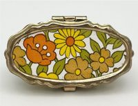 Vintage Pillendose Schmuckbox Retro Blumen Gold Schatulle RAR Schwerin - Altstadt Vorschau