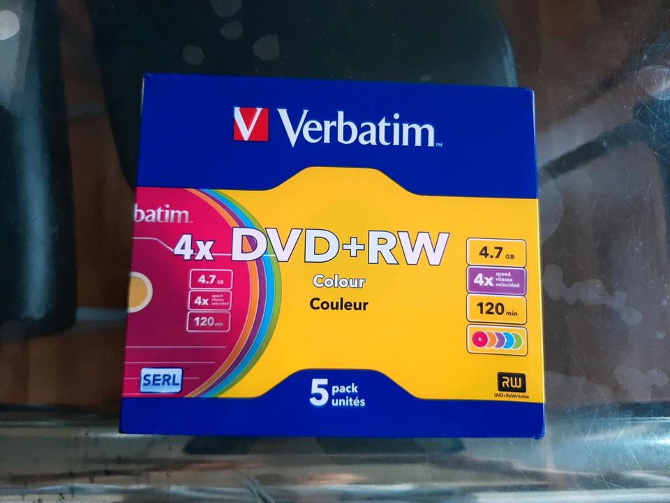 5x Verbatim DVD+RW Rohlinge Colour 4,7GB 4x Speed Slim Case 120 M in Bad Vilbel