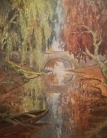 Gemälde signiert Max WERNER (1878-1952) brücke fluss Bayern - Bernau am Chiemsee Vorschau