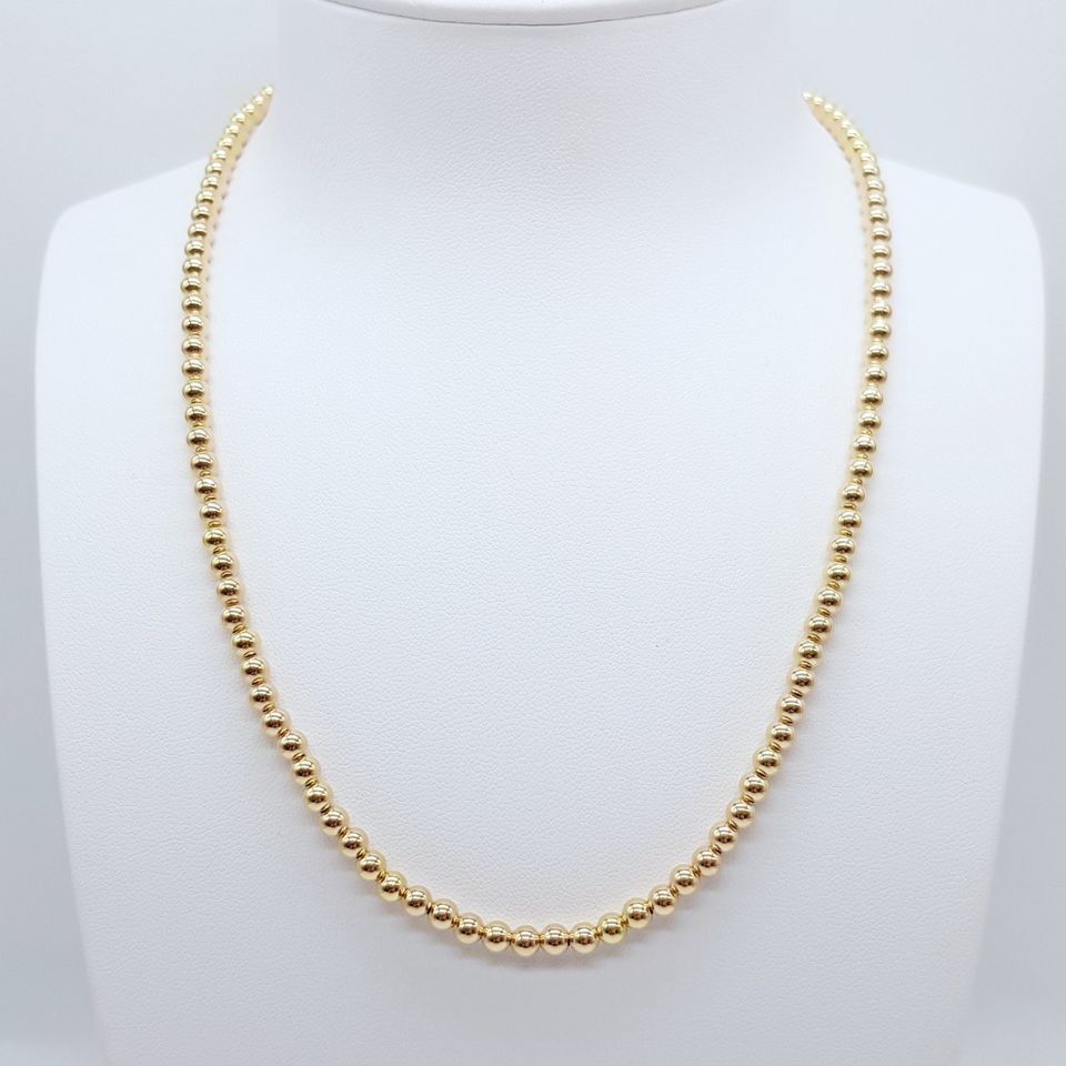 19626 Collier Kugeln 4mm 585 14 Karat gelb Gold 42-45cm in Donaueschingen