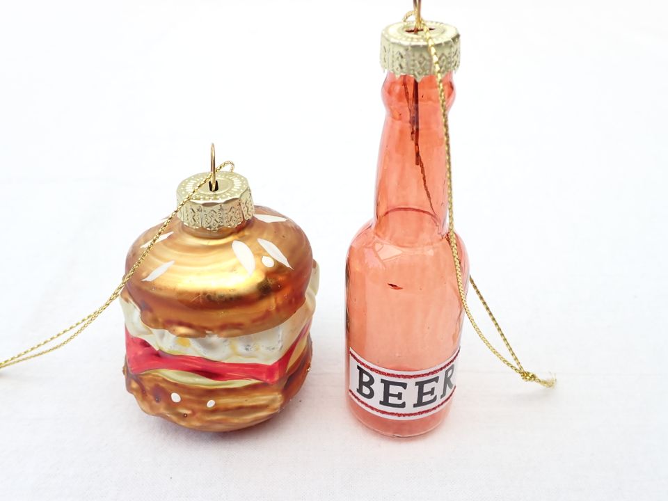 2 Motiv Weihnachtskugeln Hamburger + Bierflasche Glas Weihnachten in Geldern